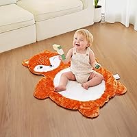 Baby Playmat, Thick Non-Slip Baby Mat for Floor for Crawling and Tummy Time, Foldable Cushioned Baby Playmat for Infants, Babies, Toddlers, Machine Washable, Fox