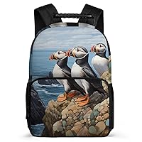 Puffin Bird-1 16 Inch Backpack Laptop Backpack Shoulder Bag Daypack with Adjustable Strap for Casual Travel