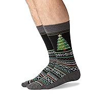 Hot Sox Mens Christmas Tree Non Skid Socks, Black, 1 Pair, Mens Shoe 6-12.5