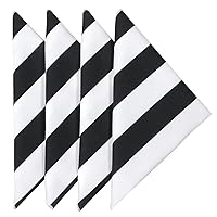 Cloth Napkins Black and White Wedding Table Décor for a Wedding Reception, Black and White Stripe Summer Party July 4th Cotton Linen Napkins 18
