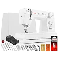 Janome HD1000 Heavy Duty Sewing Machine - Includes Genuine Janome Ultra Glide Foot + Universal Needles + Leather Needles + 10-Pack Bobbins