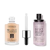 Catrice | HD Foundation 05 & Prime & Fine Dewy Glow Spray Bundle | Full Coverage Makeup | Vegan & Cruelty Free