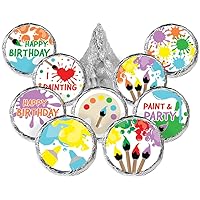 Art Birthday Party Stickers - Paint and Party - 0.75 in. - 180 Labels