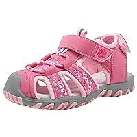 Apakowa Kids Girls Soft Sole Closed Toe Sandals Summer Shoes with Arch Support (Toddler/Little Kid)