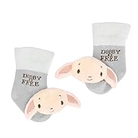 Kids Preferred Harry Potter Dobby Baby Infant Rattle Socks with Dobby Plush Rattle and Dobby is Free - Soft Baby Sock Feet Rattles Encourage Leaning Development Newborn to 9 Months