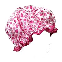 Wrapables Trendy Satin Shower Cap, Pink Sweet Hearts