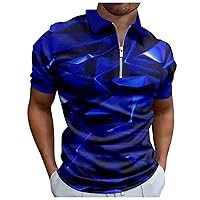 Men's Shirts,3D Printed Short Sleeve Shirt Plus Size Summer Zipper Top Casual Trendy Outdoor Tees Blouse