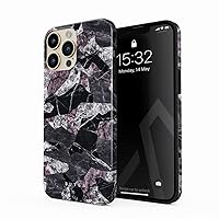 BURGA Phone Case Compatible with iPhone 14 PRO - Hybrid 2-Layer Hard Shell + Silicone Protective Case -Black Purple Marble Camo Camouflage Pattern - Scratch-Resistant Shockproof Cover