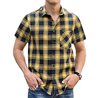 Men's Sleeveless Shirt Plaid Flannel Shirt, Button Down Casual Shirts Vest Shirt
