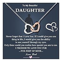 UNGENT THEM Interlocking Heart Necklace for Daughter Granddaughter from Mom Dad Grandma, Birthday Christmas Valentine's Day Gifts for Teen Girls Women
