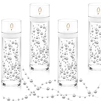 50Pcs Floating-Effect Silver Pearl Strings for Floating Candles, 13.5in Faux Pearls for Vase Filler, Centerpiece Table Decorations for Wedding, Party, Event (Silver)