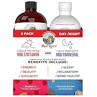 MaryRuth Organics Liquid Morning Multivitamin & Liquid Nighttime Multimineral Bundle, Vegan Vitamin C, Vitamin D, B Complex, Magnesium, Energy, Beauty, Sleep Support, NO Melatonin, 32 Fl Oz Each