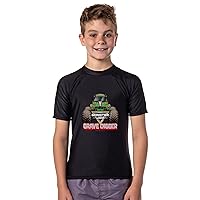 Monster Jam Grave Digger Boys' Short-Sleeve Swimsuit Rashguard Shirt Top Quick Dry