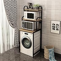 Bathroom Storage,Washer Storage Frames Floor Standing Punch Free Suitable for Over Toilet High Temperature Steel Balcony Drum Washinghine Shelf/White/a