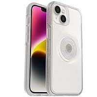 OtterBox iPhone 14 & iPhone 13 Otter + Pop Symmetry Series Clear Case - STARDUST POP (Clear/Glitter), integrated PopSockets PopGrip, slim, pocket-friendly, raised edges protect camera & screen