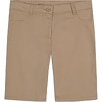 Nautica Girls' School Uniform Bermuda Shorts, Pull on Fit & Stretchy Material, Faux Button & Functional Pockets