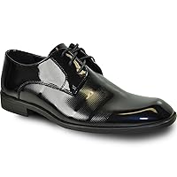 VANGELO Men Dress Shoe Rockefeller Oxford Formal Tuxedo Black Patent (15 E(W) US)
