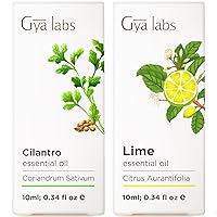 Cilantro Essential Oil Diffusers & Lime Essential Oil for Diffuser Set - 100% Natural Therapeutic Grade Essential Oils Set - 2x0.34 fl oz - Gya Labs