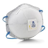 3M Particulate Respirator 8576, P95, Pack of 10, Nuisance Level Acid Gas Relief, 3M Cool Flow Exhalation Valve, M-Noseclip, Carbon Filter, Hot or Humid Environments