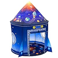 Rocket Ship Play Tent for Kids, Astronaut Spaceship Space Themed Pretend Playhouse Indoor Outdoor Games Party Children Pop Up Foldable Tent Birthday Toy for Boys Girls Toddler Baby