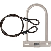 Retrospec Lookout U-Lock Bike Lock with 4Ft Security Cable, Heavy Duty Anti-Theft Bicycle Lock with 14mm Shackle, Pick Resistant & Secure Anti-Rotation Design