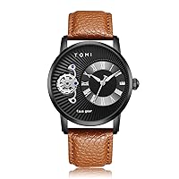 CIVO Men's Watches Classic Leather Strap Analogue Waterproof Watch Men Quartz Date Replacement Strap