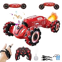 Upgraded Hand Gesture Sensing RC Stunt Car with Lights Music, Spray Fog Steam Gesture RC Car Remote Controll Transformed Vehicle 360° Spins All Terrains Monster Truck for Boys Kids