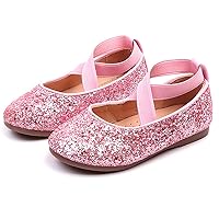 Toddler Little Girls Glitter Dress Shoes Slip On Ballet Mary Jane Flats for Princess Wedding Party School