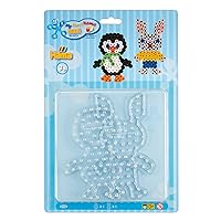 Perlen 8106 Peg Plates Set of 2 for Maxi Ironing Beads with Diameter 10 mm, Penguin and Rabbit Motifs in Transparent, Creative Craft Fun for Children and Teenagers