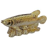 Feng Shui Arowana Fish On lucky Coins for success and achievement 15x4x6.5 cm
