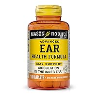 MASON NATURAL Advanced Ear Health Formula - Supports Healthy Circulation in The Inner Ear, Ringing Ears Relief, 100 Caplets