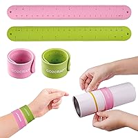 Ruler Slap Bracelets Silicone Ruler Snap Bracelets with Scale for Classroom School Prize Gift, Slap Wristbands, Can Be Used as Tumbler Clamps, Tumbler Grip Tool, Pink&Green, 2 Packs