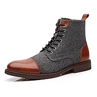 Mens Dress Boots,Mens Chelsea Boots, Colorblock Stylish and Comfort Leather Chukka Ankle Boots Lace Up (Color : Brown, Size : 7.5)