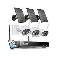 ZOSI C306PK 8CH 2.5K 4MP Solar Powered Wireless Security Camera System, 3 x 3MP Outdoor Battery Camera with Color Night Vision, Spotlight, 2-Way Talk, Light & Siren Alarm, 1TB HDD for 24/7 Recording