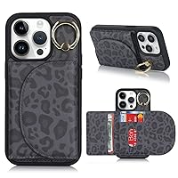 Ｈａｖａｙａ for iPhone 14 Pro Wallet Case for Women iPhone 14 pro case with Card Holder iPhone 14 Pro Phone Case Wallet with Credit Card Slots,Shockproof Slim Cover - Black Leopard Print