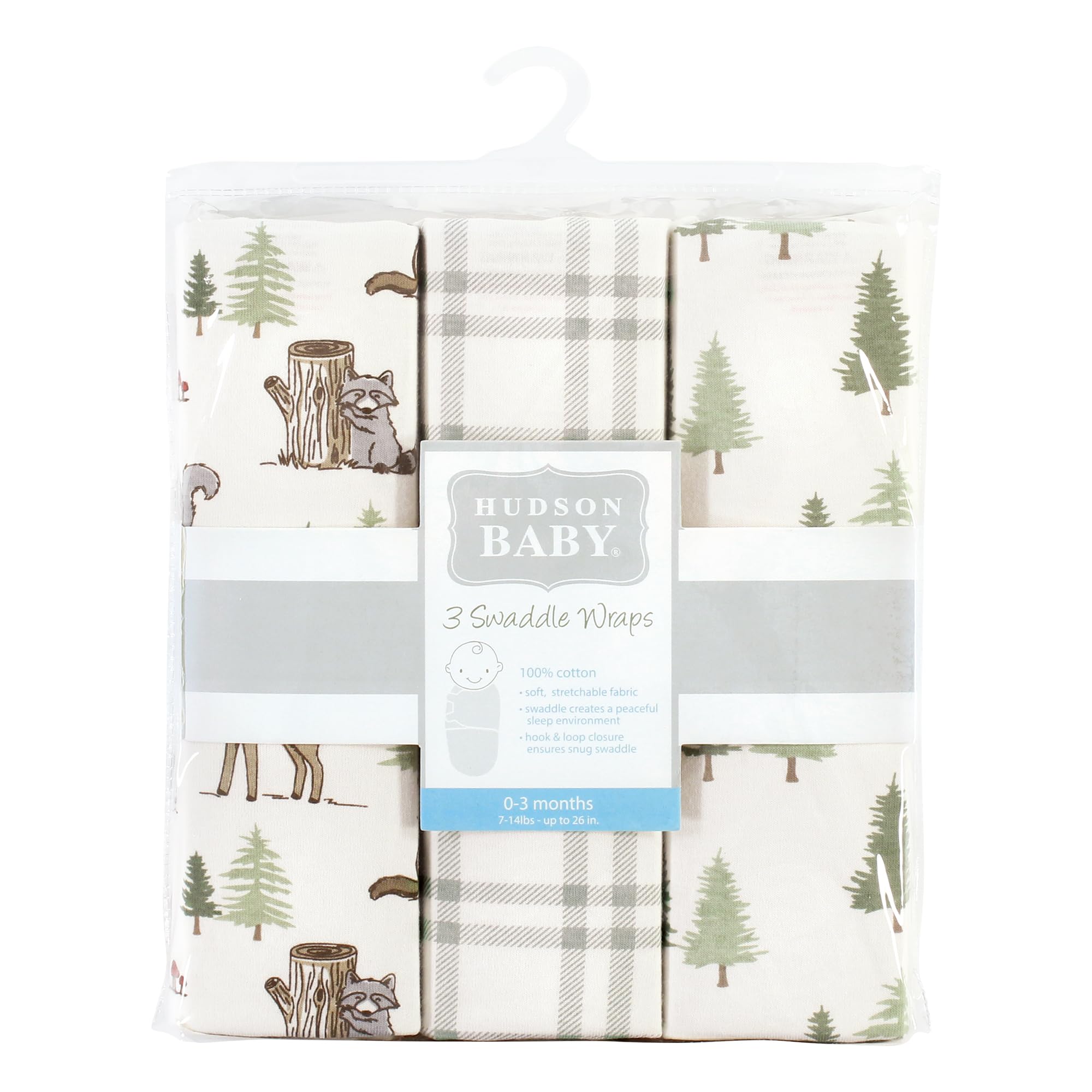 Hudson Baby Unisex Baby Cotton Swaddle Wrap, Forest Animals, 0-3 Months