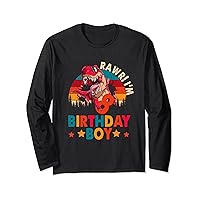 8th Birthday Boy Funny Dinosaur T Rex 8 Year Old Gift Kids Long Sleeve T-Shirt
