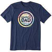 Life is Good Men's Grateful Dad Tie Dye Crusher Shirt-Crewneck Father's Day Cotton Graphic Tee, Short Sleeve Casual Top
