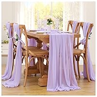 5 Pieces Light Purple Table Runner 10Ft Chiffon Wedding Runners 27 x120 Inches Sheer Fabric for Bridal Shower Party Arch Decor