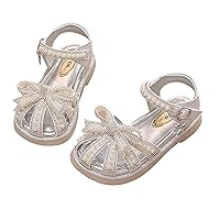 Rose for Girls Kids Baby Summer Girls Closed Toe Sandals Pearl Glitter Diamond Crystal Bow Princess Shoes Clog