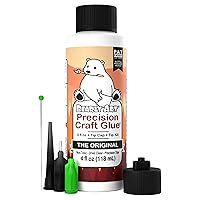 Bearly Art Precision Craft Glue - The Original - 4fl oz - Tip Kit Included - Dries Clear - Metal Tip - Wrinkle Resistant - Flexible and Crack Resistant - Strong Hold Adhesive - Made in USA