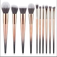 Gradient Black & Gold Makeup Brush Set 10pcs
