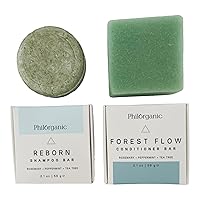 Philorganic Shampoo and Conditioner Bar Set, For Normal to Oily Hair, Plastic Free, Sulfate and Parabens Free, Made in USA With All Natural and Organic Ingredients, Ideal for Travel, Camping, Gym and