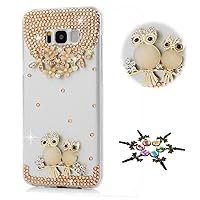 STENES Galaxy S9 Plus Case - Stylish - 100+ Bling - 3D Handmade Sweet Night Owl Flowers Floral Design Bling Cover Case for Samsung Galaxy S9 Plus - Champagne