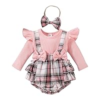 PATPAT Baby Girl Clothes Infant Girls Outfits Long-sleeve Ribbed Romper Shorts Set 3pcs Newborn-18 Months