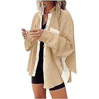 Women Corduroy Outerwear Button Open Front Jacket Shirts Cropped Workout Coats Solid Casual Fit Long Sleeve Blouse