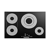 COSMO COS-304TBECC Electric Ceramic Glass Cooktop with 4 Burners, Dual Zone Element, Hot Surface Indicator Light, 30 inch Touch Controls, Black