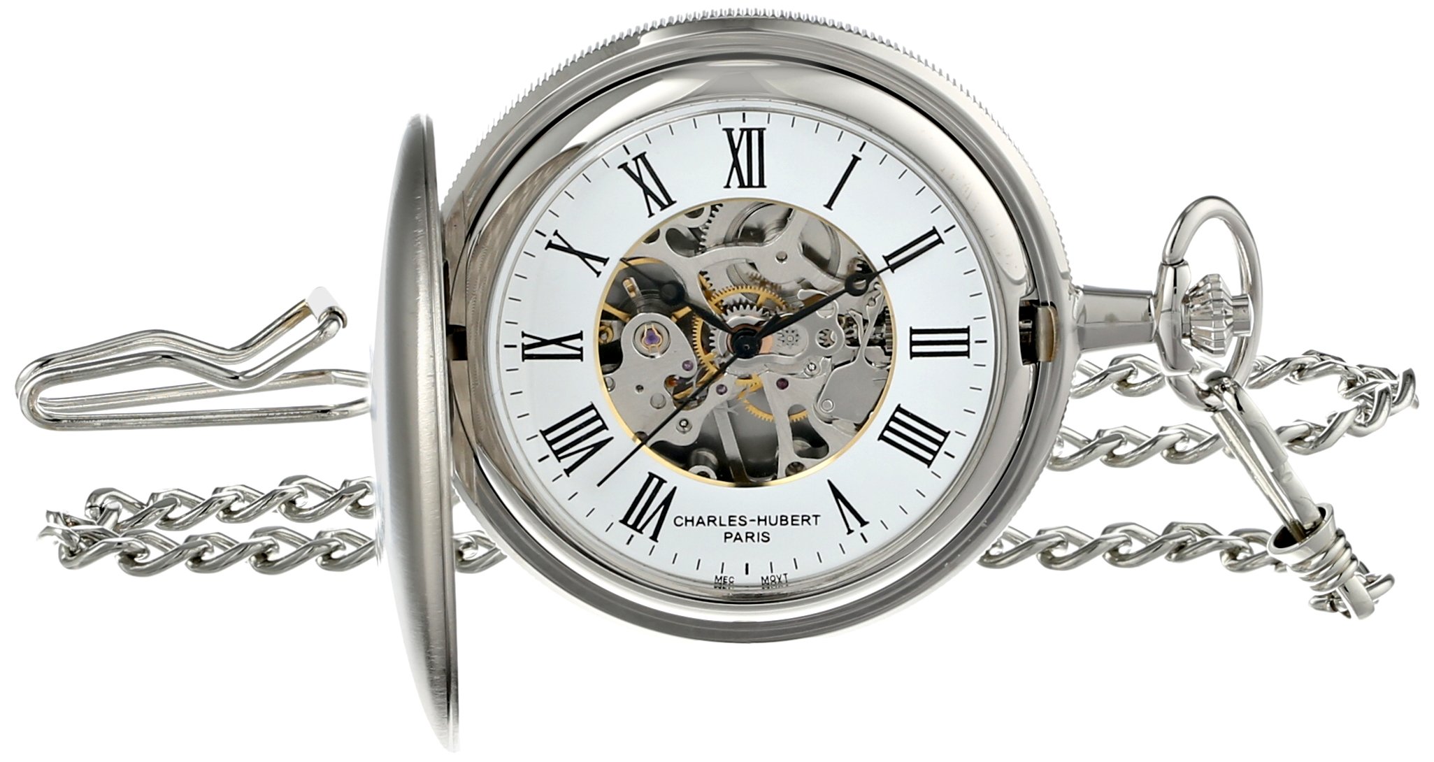 Charles-Hubert, Paris Satin Finish Mechanical Pocket Watch
