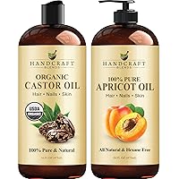 Handcraft Blends Castor & Apricot Oil | For Hair Growth, Eyelashes & Eyebrows - 100% Pure and Natural Carrier Oils & Body Oils - Use as Aromatherapy Carrier Oil, Moisturizing Massage Oil - 16 fl. Oz