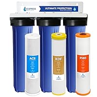 Express Water Ultimate Protection Whole House Water Filter System - 3 Stage Water Filtration System Heavy Metal Anti-Scale - Polyphoshate, KDF, Carbon Filters - Clean Drinking Water
